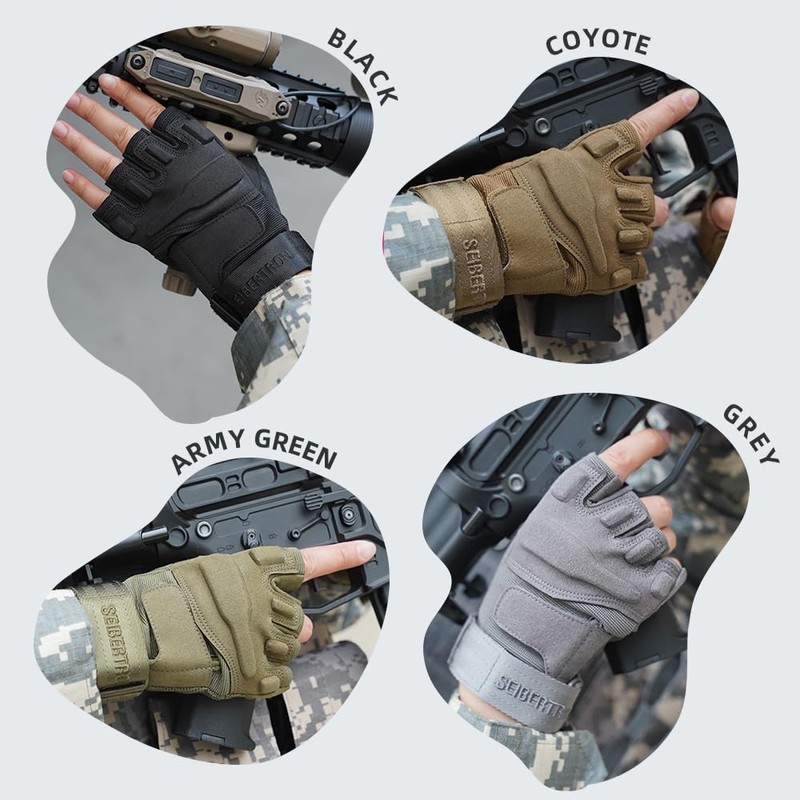 Seibertron Men's Black S.O.L.A.G. Special Ops 1/2 Finger Light Airsoft