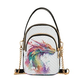 Mnsruu Crossbody Bag for Women Watercolor Dragon Handbag Small Shoulder Bag with Detachable Chain Strap Multiple Pockets
