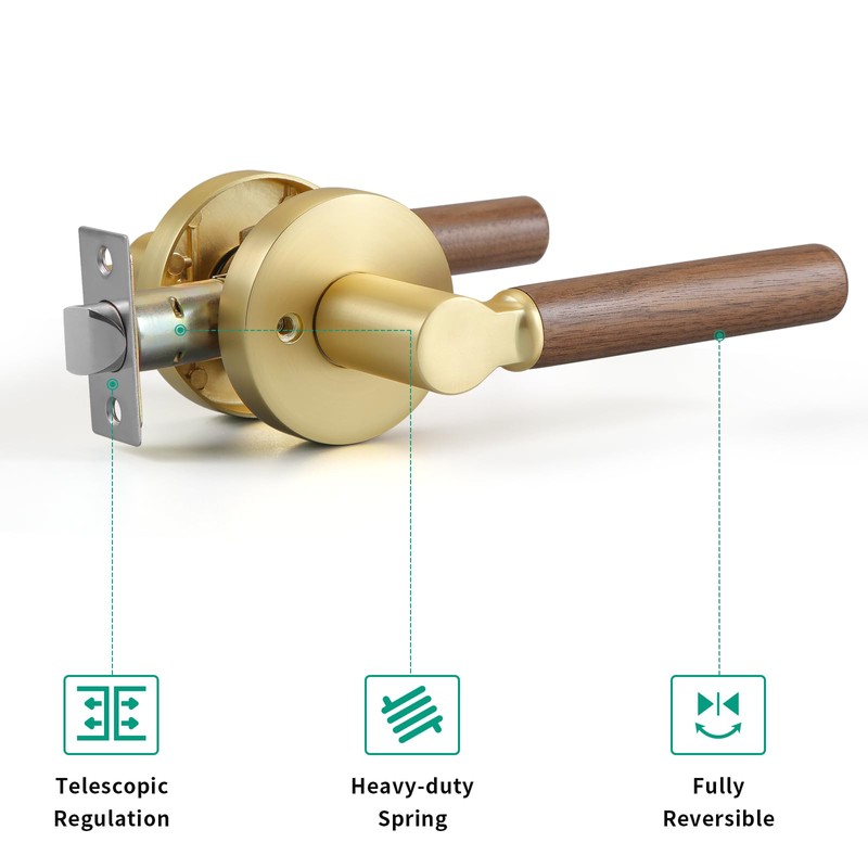 YAGU Wooden Round Passage Lever Door Handle Non-Locking Lever Set