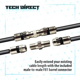 TechDirect F-Type Coaxial Cable Connector Couplers [5 Pack] – Coax Cable Extender | Coax Coupler for RG6 RG59 RG11 | Nickel-Plated F81 Barrel Connector for TV, Internet, Satellite, MoCA