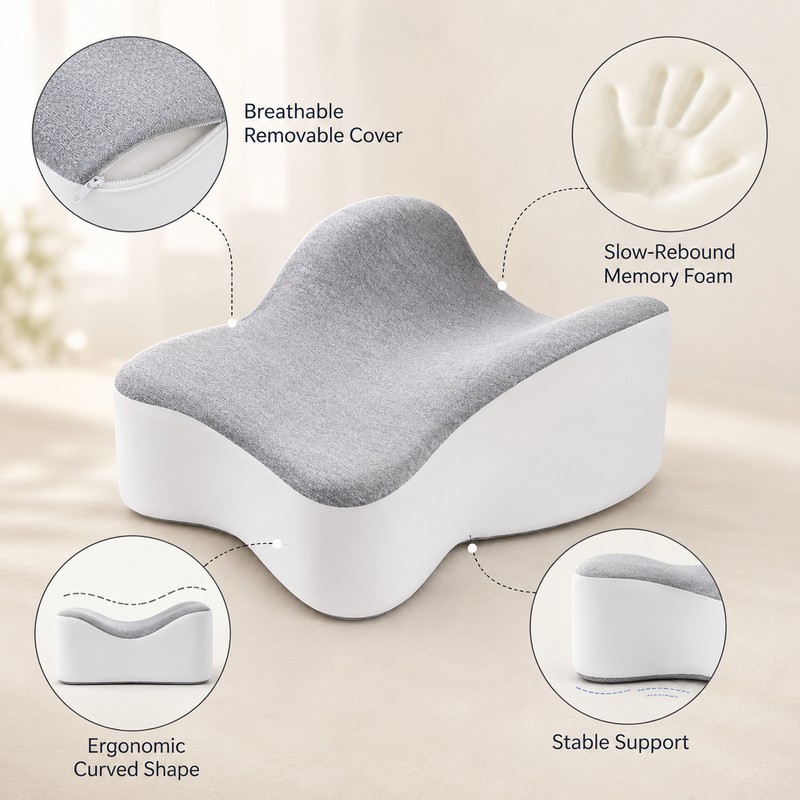 Knee Pillow for Side Sleepers – Slow Rebound Comfort Support