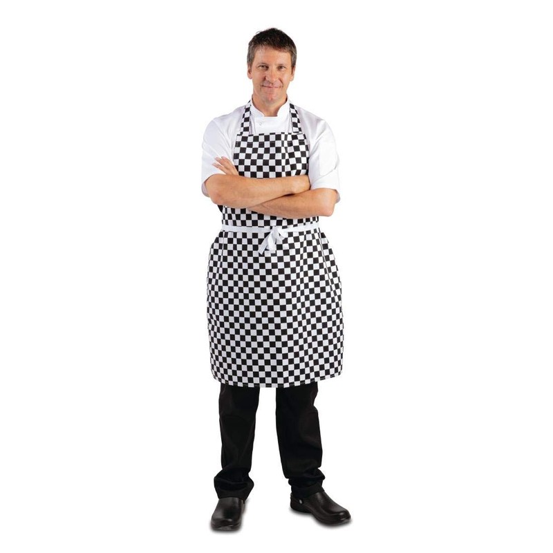 Whites Chefs Clothing A275 Poly-Cotton Apron, Black and White Check