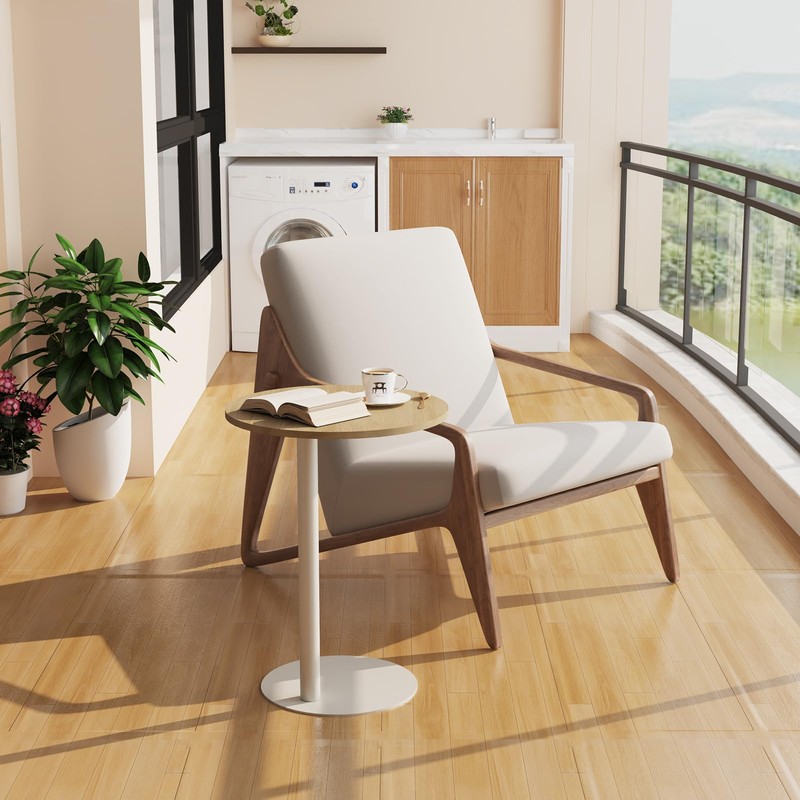 Katrawu C Shaped Round End Table, Small Side Table for