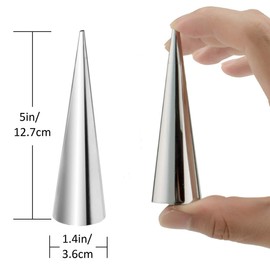 FLYPARTY 18Pcs Cream Horn Molds,4.8Inch Stainless Steel Roll Horn Conical Waffle Cone Puff Pastry Forms Croissant DIY Baking Cones Mold (B)