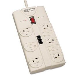 Tripp Lite TLP808TEL TLP808TEL Surge Suppressor, 8 Outlets, 8 ft Cord, 2160 Joules, Light Gray
