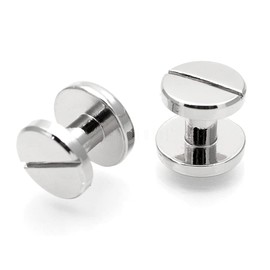 CRAFTMEMORE 11mm Chicago Screw Rivets Flat Cap Screw Posts Stud for Bags Belts Leather Strap 6 Pack (Silver)