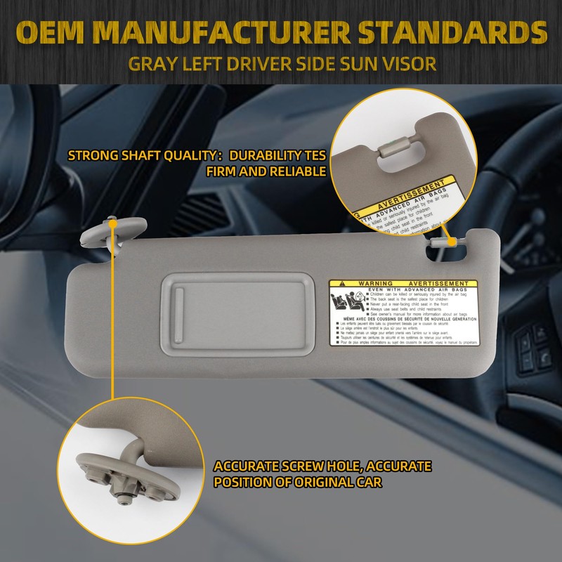 Dasbecan Gray Left Driver Side Sun Visor Compatible with Toyota