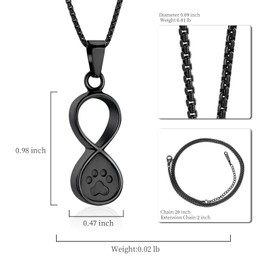 memorial jewelry Infinity Love Pet Cremation Jewellery for Ashes of Dog/Cat Funeral Keepsake Urn Necklace Pendant Memorial Jewelry, Stainless Steel, No Gemstone