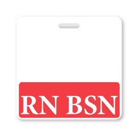 RN BSN Badge Buddy - Horizontal- Heavy Duty Spill Proof & Tear Resistant Cards - 2 Sided - Quick Role Identifier ID Buddies for BSN Registered Nurses - USA Printed by Specialist ID (Red)