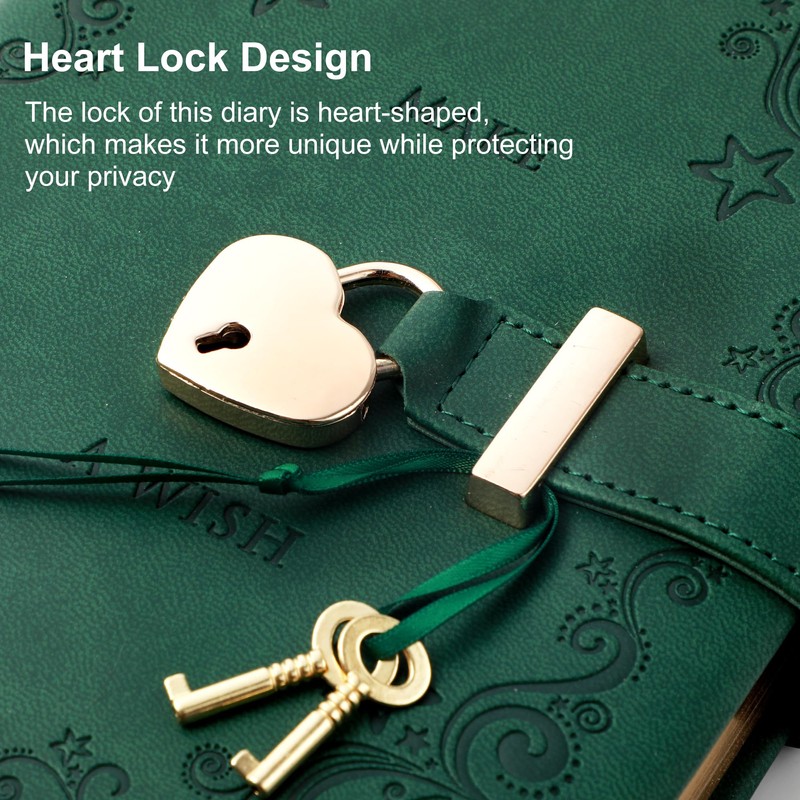 CAGIE Diary with Lock for Girls Heart Shaped Lock Diary