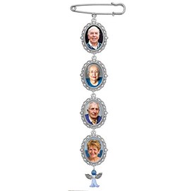 Photojewelrymaking Something Blue Wedding Bouquet Photo Charm Four Frame Pin Lacy Oval Bridal Charm Silver Plate