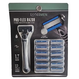 LOMIMEN PRO FLEX Razors 6 Durable Precision Blades w/ 12 Refill Cartridges - NEW
