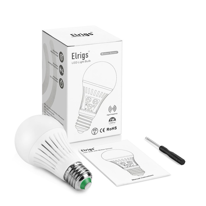 Elrigs Motion Sensor LED Bulb with Dusk to Dawn, E26