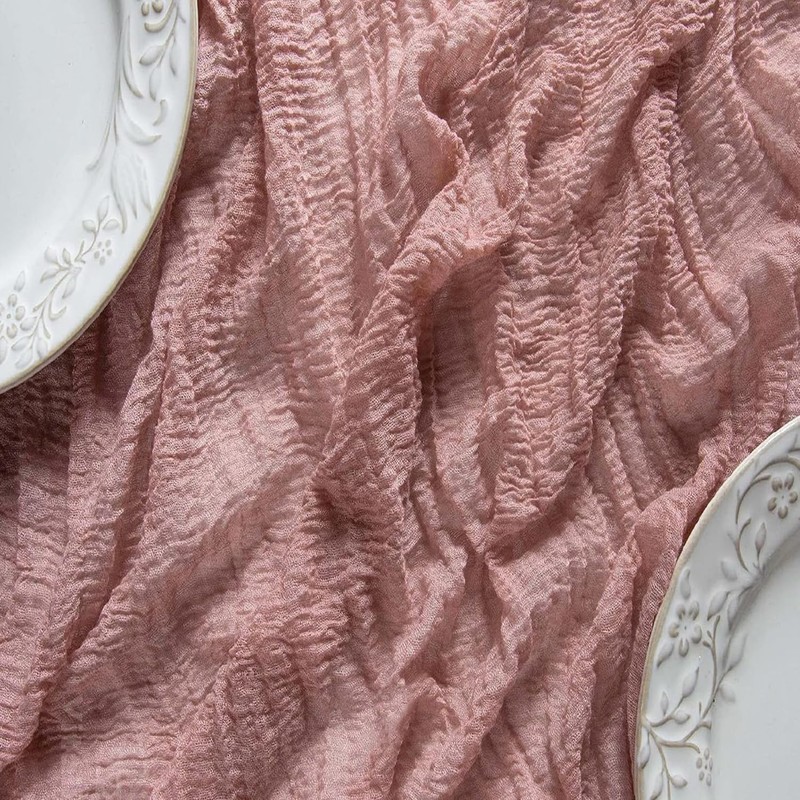FOLAI Pack of 2 Boho Cheesecloth Table Runner Table Cloth