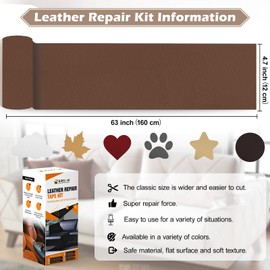 Xroam Leather Repair Tape, 4.7x63 inch Leather Patches for Furniture, Self Adhesive Leather Repair Patch for Sofas, Kitchen Cabinets, Car Seats, Office Chairs, Vinyl Repair Tape Beige