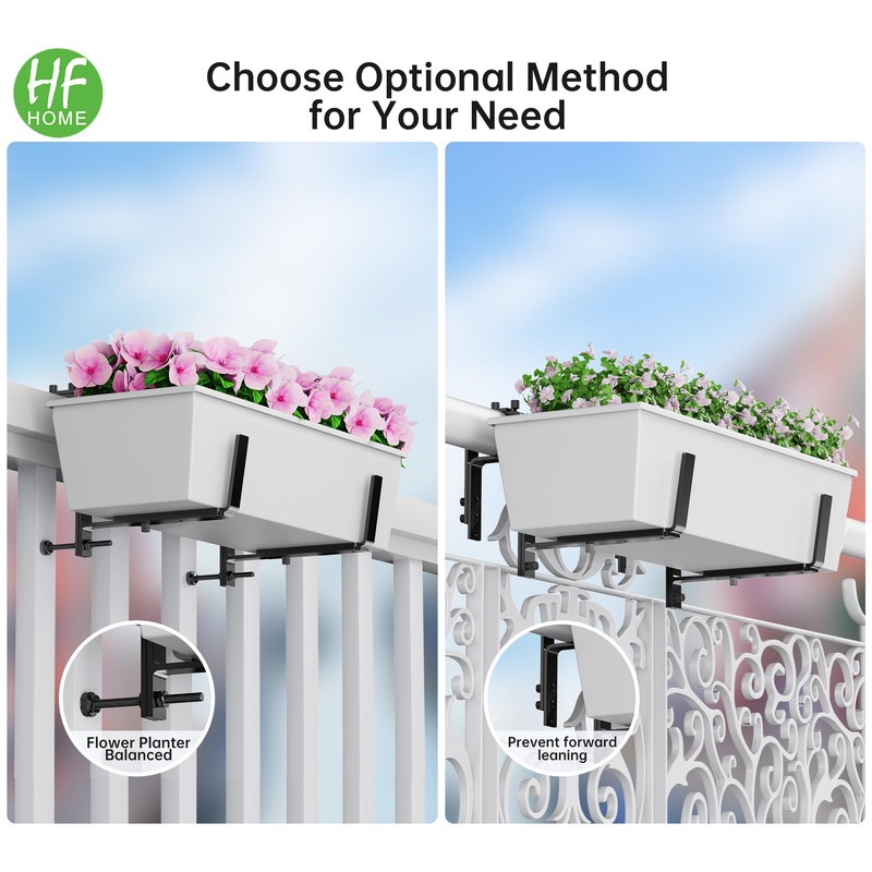 HFHOME 6PCS Adjustable Planter Box Brackets, Brackets for Window Boxes