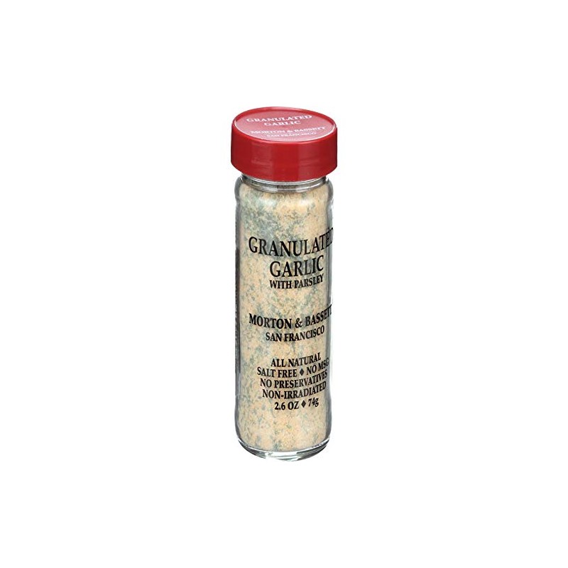 Morton & Bassett Granulated Garlic with Parsley, 2.6oz – Salt-Free,