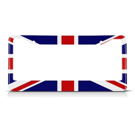 Beabes The Union Jack British Flag License Plate Frame United Kingdom Flag Novelty License Plate Frame License Plate Car Tag Holder Metal License Plate Frame for US Vehicles Standard