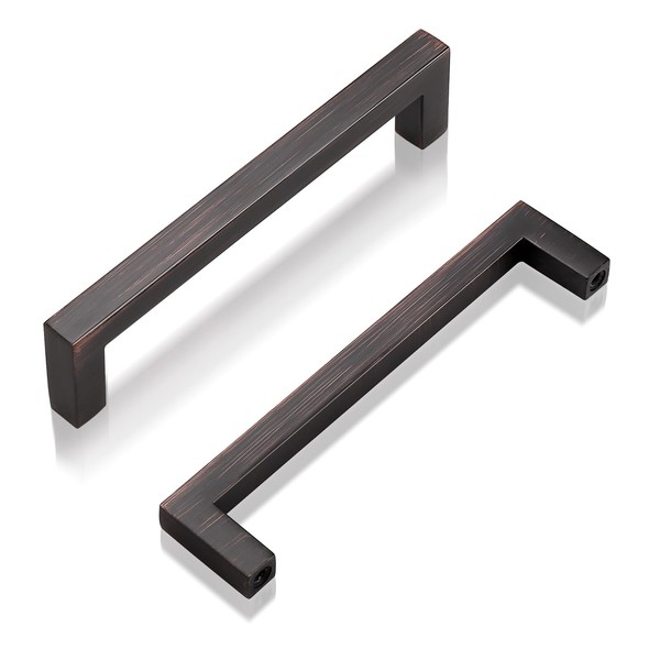 GOBEKOR 5 Pack Solid 5 Inch Cabinet Pulls Oil Rubbed