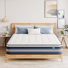 VIZIM Full Mattress, 10 Inch Hybrid Mattress with Individual Pocket Springs & Comfort Memory Foam, Full Size Bed for Pressure Relief & Targeted Support, Medium Firm