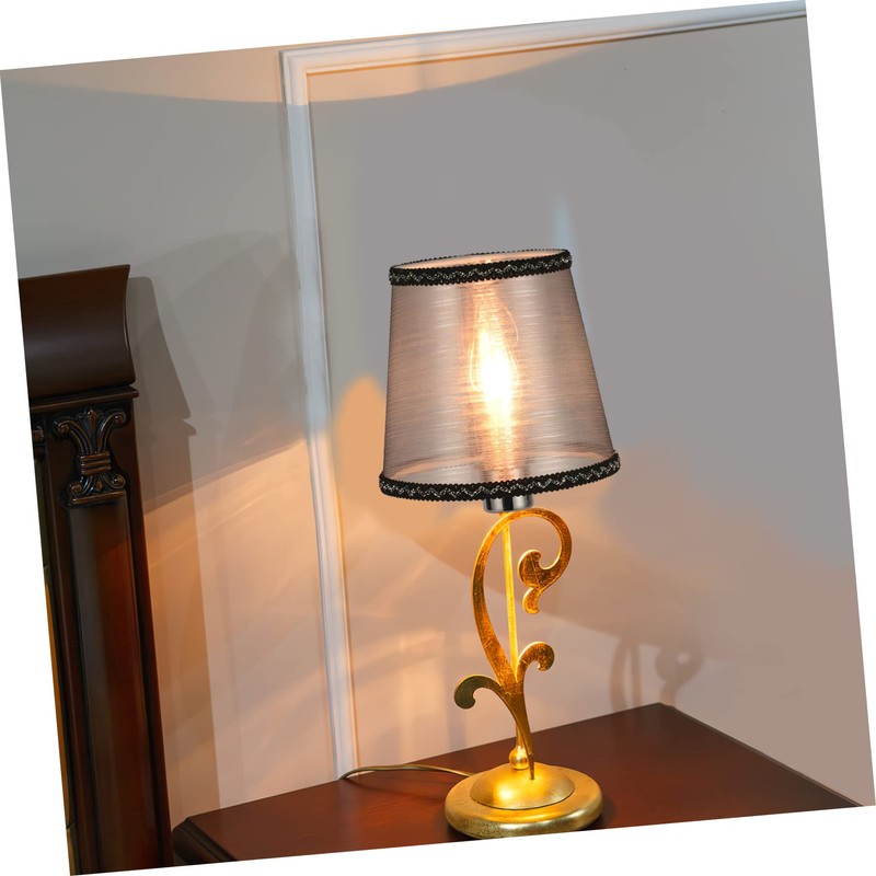 CHILDWEET Ambient Lighting Accessory Black Silver Thread Lampshade Cover for