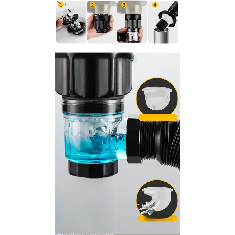 Bathroom Sink Drain Kit with Flexible Expandable P-Trap Sink Drain