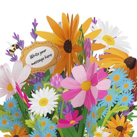Lovepop Everyday Pop-Up Paper Flower Bouquet for Her and Him - 3D Greeting Cards for Boys, Girls, Men, Women - 12" Bee-u-tiful Blooms Bouquet - Blank Notecard Included