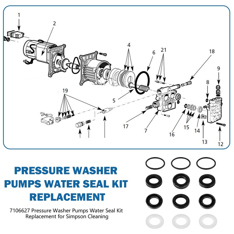 7106627 Pressure Washer Pumps Water Seal Kit Replacement for Simpson