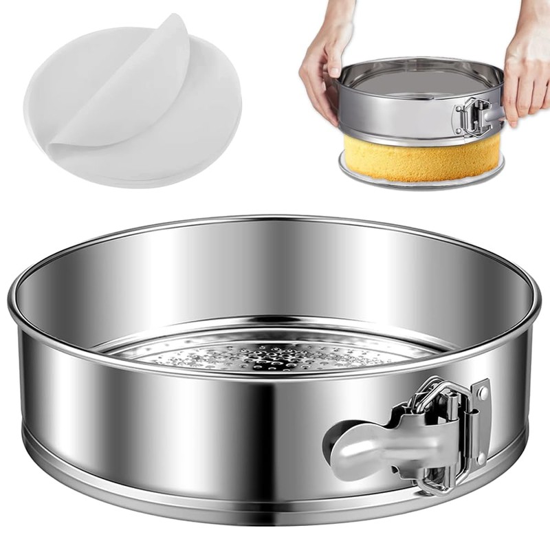 9 Inch Cheesecake Springform Cake Pan with 30Pcs Parchment Paper