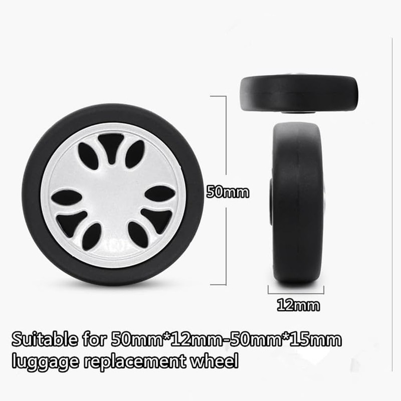Biafiog 8pcs Luggage Wheels Replacement Kit,Dia 2in/50mm Thick 0.47in/12mm Rubber