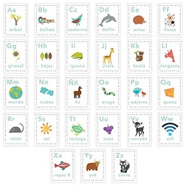 Children Inspire Design Nursery Wall Decor, Spanish Alphabet 08x10 Inch Print Wall Cards, Our World, Nature Themed, Kid's Wall Art, Nursery Decor, Kid's Room Decor, Gender Neutral Nursery Decor