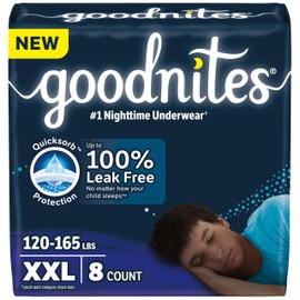 Goodnites Boys' Nighttime Underwear, Size XXL (120-165 lbs), 8 Ct, Packaging May Vary