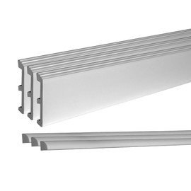 Complete Floor Moulding Kit, 4-3/4in High x 3/4in Proj Baseboard, 3/4in H x 3/4in Proj Quarter Round, Both 8ft Long Mouldings, Unfinished White, High Impact Polystyrene, 3 Pack