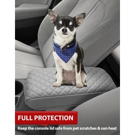 KBH Center Console Armrest Cover for Hyundai Sonata 2015 2016 2017 2018 2019, Middle Console Lid Protective Covering, PU Leather Interior Accessories, Gray