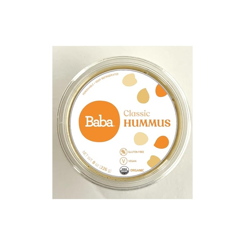 Baba Organic Hummus (8 oz) - USDA Organic, Gluten Free,