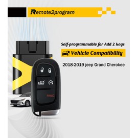 Remote2program Smart Keyless Entry Remote Self Programmable and 12+8 Cable Adapter Replacement for2018-2019 Geep Grand Cherokee with FCC: GQ4-54T (5 BUTTON/4A CHIP)