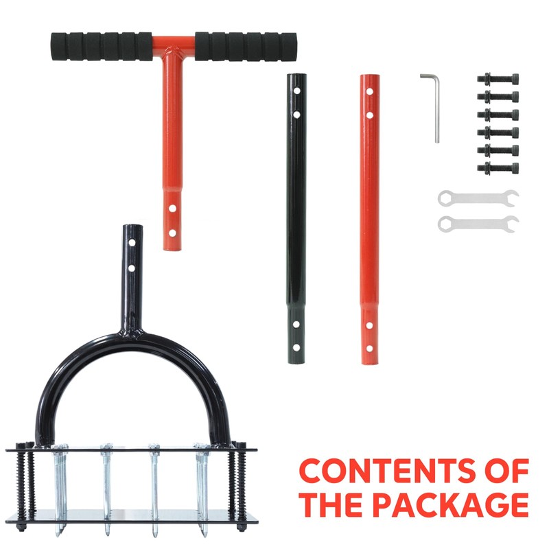 Lawn Aerator Tool, 16 Iron Spikes Manual Grass Aerator Lawn