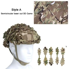 3D Multicam Camouflage Tactical Helmet Cover for Fast PJ MH BJ Base Jump Airsoft Military Combat Helmet Ghillie Scrim MTP Camo (Style A - Semi-Circular 3D Camo)