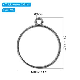 PATIKIL 30pcs Open Bezels, Resin Bezels Pendants Mold Open Back Bezels Geometric Pressed Charm Bulk Alloy Hollow Frame for Resin Jewelry Making Earrings Necklace, Round, Black