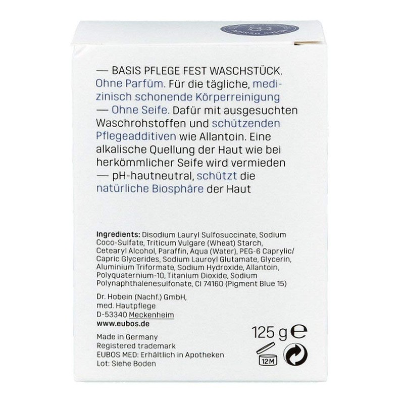 Eubos Solid wash piece blue, 125 g, against blemished skin,