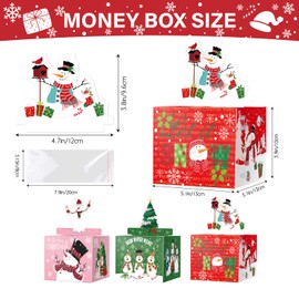 Lyforpyton 5.1 * 5.1 * 3.9 Inches Christmas Happy Gift Boxes 3PCS, Santa Claus, Christmas Snowman Gift Box (Pink, Red, Green)