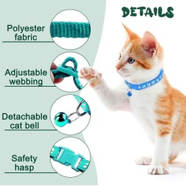 IBXWMNG Pack of 6 Cat Collars with Safety Clasp, Bell and Reflective Material, Adjustable Collar for Cats