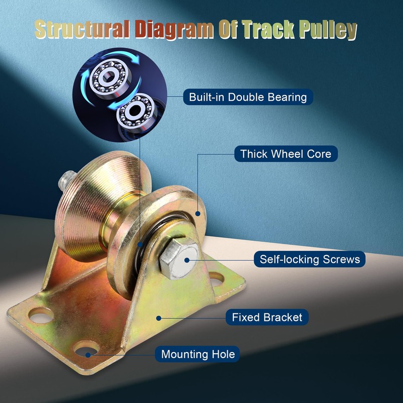 Pulley for Ropes, 6 Pieces V-Groove Roller Wheel, Heavy Duty