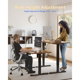YIHAYO Standing Desk, Adjustable Desk, 40 x 24 Inches Stand Up Desk with Splice Board, Adjustable Height Desk, Electric Desk Computer Desk for Home Office, Black Frame/Rustic Brown Top
