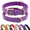 HSIGIO Padded Leather Dog Collar, Soft Breathable Adjustable Waterproof Dog