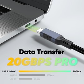 CLAVOOP USB C Extension Cable 6ft, 20Gbps/240W/4K@60Hz USBC Extender Male to Female Type C USB 3.2 Gen 2 Charging/Data Sync Cord Braided Nylon for MacBook Air/Pro, PSVR2, Portable Monitor, Hub, Phone