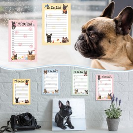 4 Pads Funny Animal Sticky to Do Notepad Chicken Hens Dogs Cats Pigs Lover Gifts Chicken Scratch Notepad Chicken Gifts for Rooster Baby Chicklet Barn Office Decor Accessories, 4 x 6''(Frenchie)