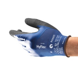 Ansell HyFlex 11-925 Oil-Resistant Work Gloves, Non-Slip Nitrile Coating, Waterproof Protective Gloves for Industrial and Mechanical Applications, Thin Assembly Gloves, Blue, Size M (1 Pair)