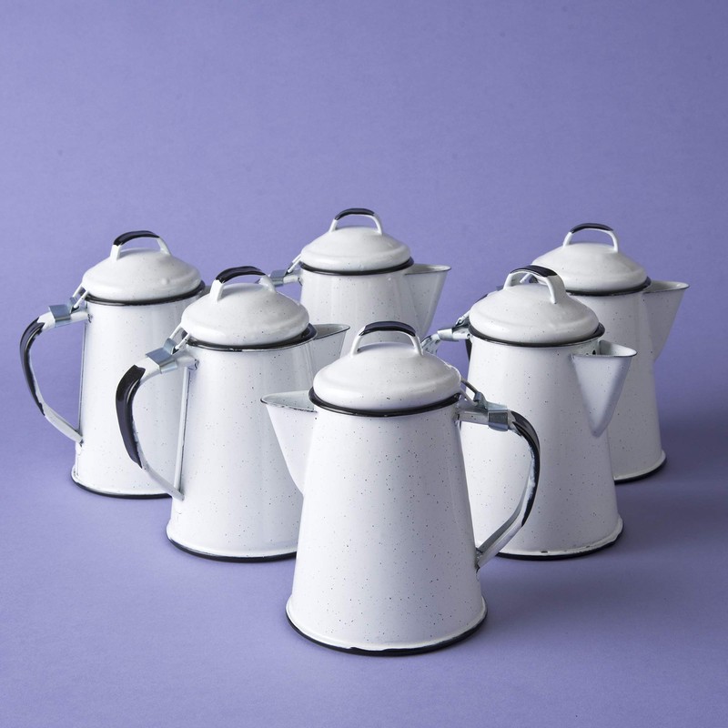 CINSA-315599 - Teiera in acciaio smaltato, 2 tazze, colore: Bianco
