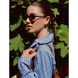 YMRFW Retro Rectangular Sunglasses for Women Narrow Trendy Small 90s Style Square Frame UV Protection Sun Glasses